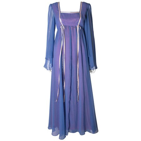 A Vintage 1970s lilac layered long summer festival dress 'California'