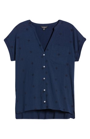 Lucky Brand Embroidered Mixed Media Top | Nordstrom
