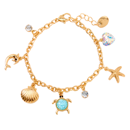 Claire's Gold Under the Sea Charm Bracelet - Mint