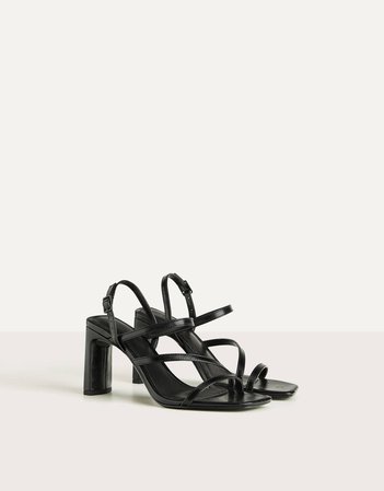 Strappy heeled sandals - New - Bershka United States black