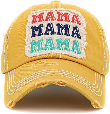 Amazon.com: Vintage Patch Hat: Mama Mama Mama - Yellow : Clothing, Shoes & Jewelry