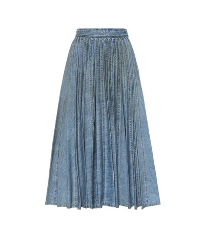Miu Miu Denim Pleated Skirt