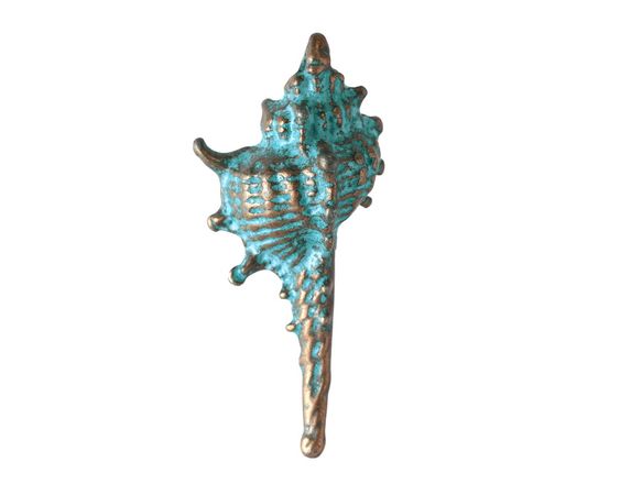 Patina Blue Copper (plated) Murex Shell Focal 15x34mm - Lima Beads