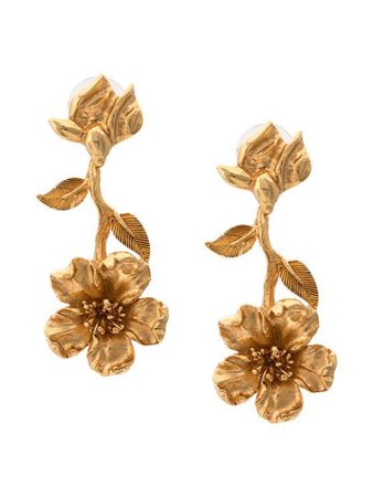 Oscar De La Renta Floral Drop Earrings