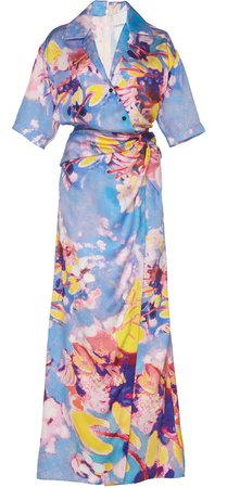 Peter Pilotto Printed Wrap-Detailed Twill Shirt Dress Size: 4
