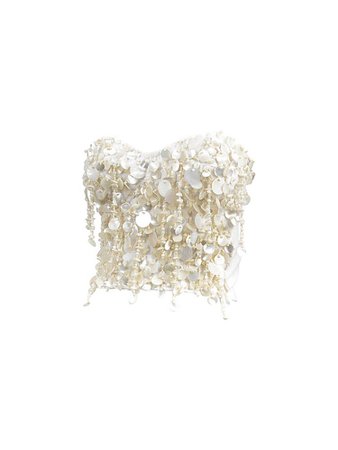 Strapless white and gold bejeweled top