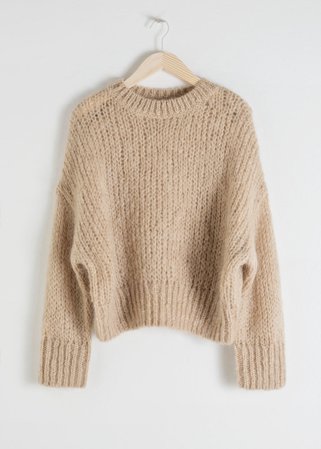 Wool Blend Chunky Knit Sweater - Beige - Sweaters - & Other Stories
