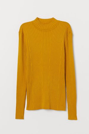 Ribbed Sweater - Dark yellow - Ladies | H&M US
