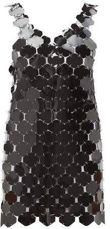 Chainmail Hexagonal Sequin Mini Dress - Womens - Black