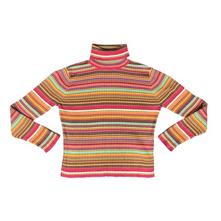 Ribbed turtleneck sweater with stripes bright,... - Depop