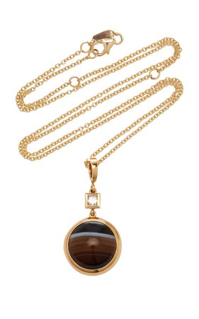 Horizon 18k Yellow Gold Agate, Diamond Necklace By Azlee | Moda Operandi