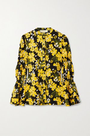 Yellow Bold Bliss floral-print crepe blouse | MICHAEL Michael Kors | NET-A-PORTER
