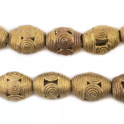Cameroon-Style Brass Filigree Oval Beads (18x14mm) — The Bead Chest