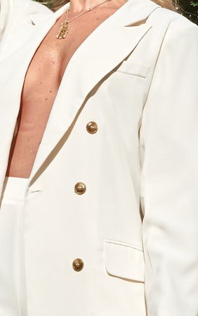 Cream Tailored Woven Blazer | Coats & Jackets | PrettyLittleThing