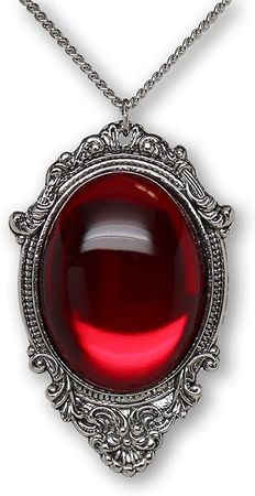 Amazon.com: Blood Red Cabochon in Silver Finish Pewter Frame Pendant Necklace: Clothing, Shoes & Jewelry