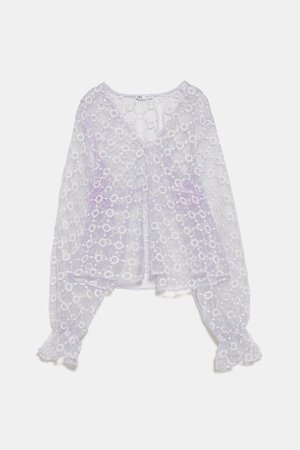 EMBROIDERED SEMI - SHEER BLOUSE-TOPS-WOMAN | ZARA United States