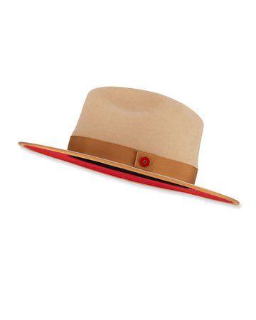 Keith and James Queen Red-Brim Wool Fedora Hat, White | Neiman Marcus