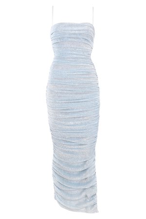 Clothing : Max Dresses : 'Fornarina' Baby Blue Sparkle Ruched Mesh Maxi Dress
