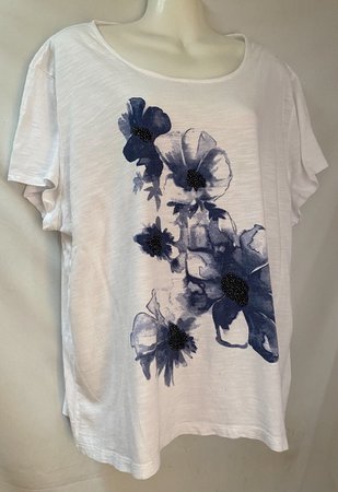 chicos floral white tee