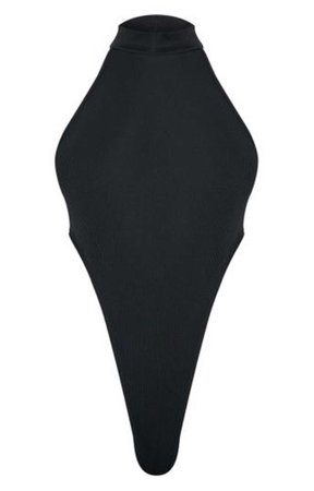 Black Roll Neck Extreme High Leg Bodysuit  $18.00