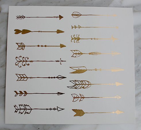 Metallic Arrows Boho Gold Arrow Tattoos Bohemian Metallic