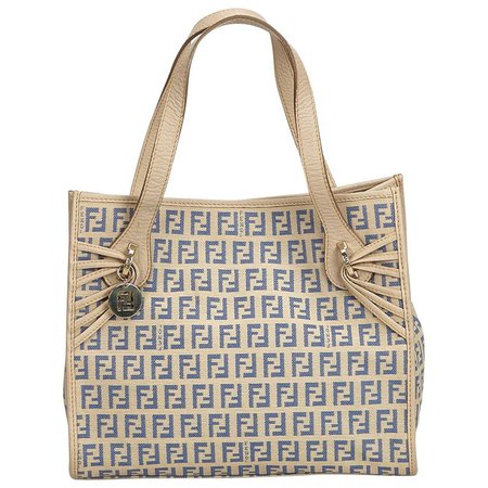 Fendi Gray Zucchino Canvas Tote Bag For Sale at 1stdibs