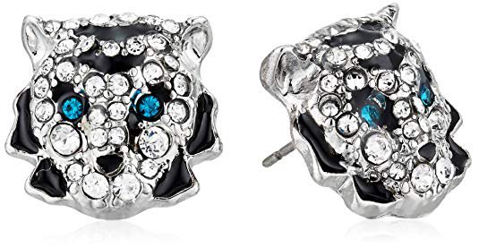 Betsey Johnson Tiger Stud Earrings, Crystal, One Size: Jewelry