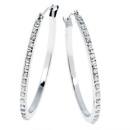 Diamond Fascination™ Large Round Hoop Earrings in 14K White Gold | Diamond Earrings | Earrings | Zales