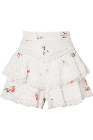 Zimmermann | Heathers lace-trimmed ruffled floral-print cotton-voile shorts | NET-A-PORTER.COM