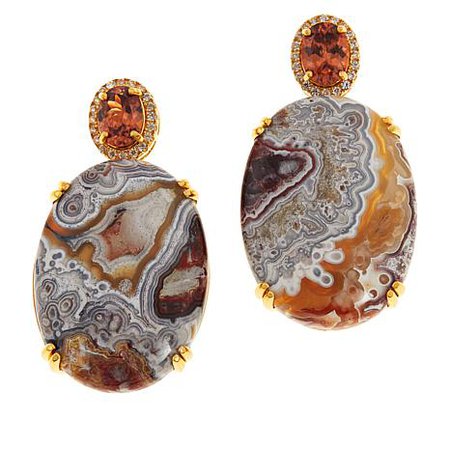 Rarities Variegated Agate and Orange and White Zircon Drop Earrings - 8924603 | HSN