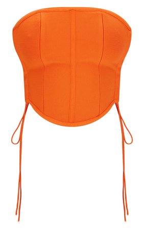 Orange Bandage Lace Up Side Crop Corset | PrettyLittleThing USA