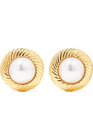Kenneth Jay Lane | Gold-tone faux pearl clip earrings | NET-A-PORTER.COM