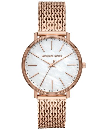 Michael Kors Women's Pyper Rose Gold-Tone Stainless Steel Mesh Bracelet Watch 38mm & Reviews - Watches - Jewelry & Watches - Macy's