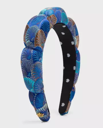 Lele Sadoughi Printed Jacquard Scallop Headband | Neiman Marcus