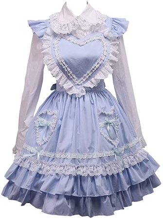 Antaina Blue Cotton Ruffle Lace Victorian Sweet Maid Lolita Cosplay Dress, XXL at Amazon Women’s Clothing store