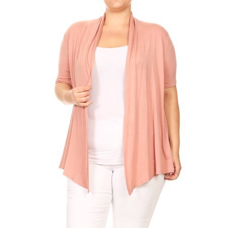Moa Collection - Plus Size Women's Open Front Solid Cardigan - Walmart.com