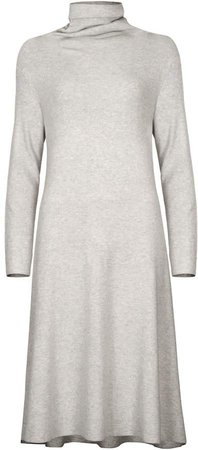 Paisie Light Grey Turtleneck A-Line Knitted Dress