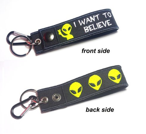 Alien UFO SPACE Double Side Embroidered Tag Keychain Belt Key | Etsy
