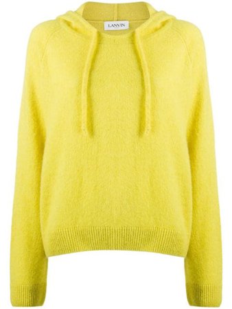 Lanvin Fine Knit Cropped Hoodie TO669MMV01P20M1 Yellow | Farfetch