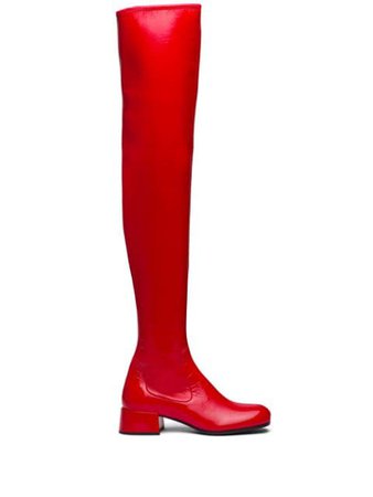 Prada Technical thigh-high boots red 1W330MFB0353LBK - Farfetch