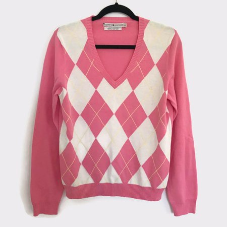 Pink argyle sweater
