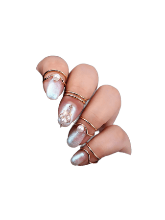 pearl silver manicure nails
