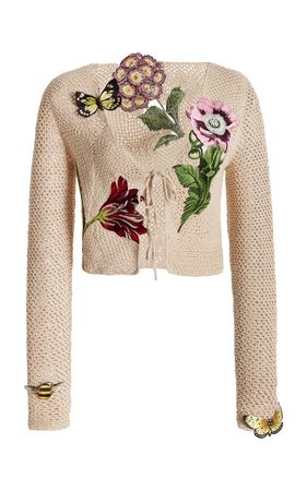 Embroidered Crocheted Cotton Cardigan By Oscar De La Renta | Moda Operandi