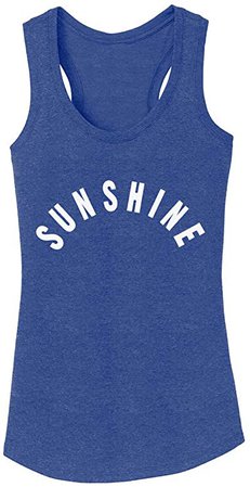 Anbech Sunshine Tank Tops Funny Letters Print Summer Beach Casual Vest Sleeveless Muscle Tees Size S (Blue)