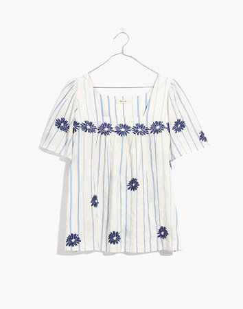Floral Embroidered Butterfly Top in Stripe
