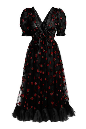 Lirika Matoshi Black Dress - Strawberry Dress