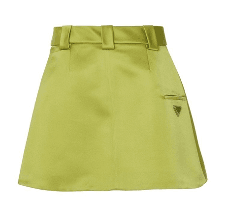 green prada mini skirt