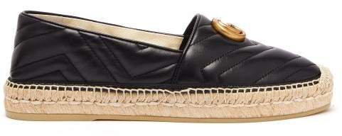 Pilar Gg Quilted Leather Espadrilles - Womens - Black