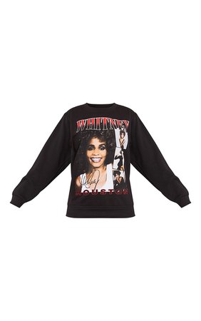 Black Whitney Printed Oversized Sweatshirt | PrettyLittleThing USA