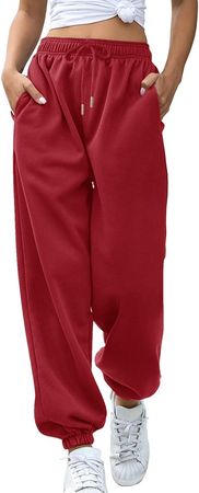 Vemubapis Women Drawstring Sweatpants High Waisted Joggers Cotton Athletic Pants with Pockets Red S : Amazon.ca: Clothing, Shoes & Accessories